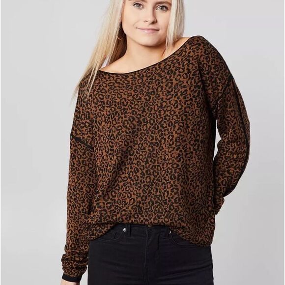 Daytrip Sweaters - Daytrip Buckle Cheetah Print Pullover Sweater